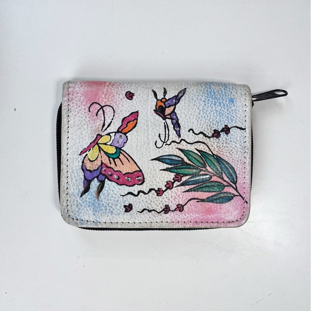 Anushcka Hand Painted Butterfly Zip around Wallet